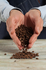 Coffee beans in the hands