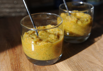 Fresh fruit smoothies in a glass