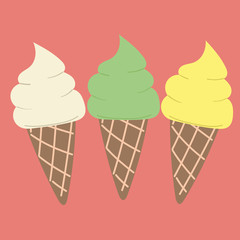 cute three colorful ice cream
