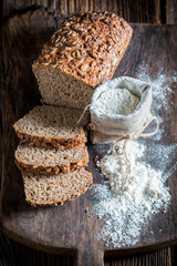 Healthy and fresh bread with whole grains for breakfast
