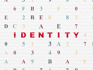 Privacy concept: Identity on wall background