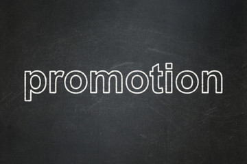 Marketing concept: Promotion on chalkboard background