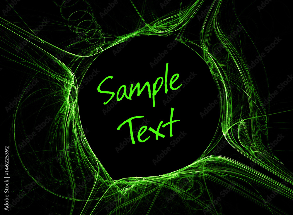 Aufkleber abstract green fractal sketch on a black background