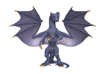 3D Rendering Fantasy Dragon on White