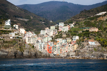 Fototapeta na wymiar travel amazing Italy series - Riomaggiore, Cinque Terre national park, Liguaria