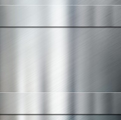 two metal stripes over aluminum brushed background 3d illustration