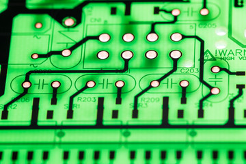 Close up of Electronic Circuits in Technology on  
Mainboard background (Main board,cpu motherboard,logic board,system board or mobo)
