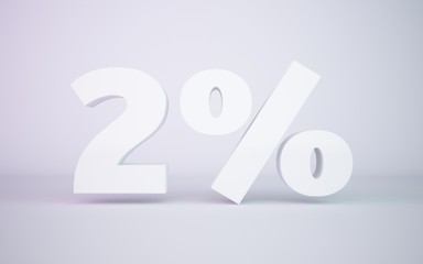 3D rendering white  2 percentage isolated white background