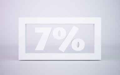 3D rendering white 7 percentage isolated white background