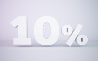 3D rendering white 10 percentage isolated white background