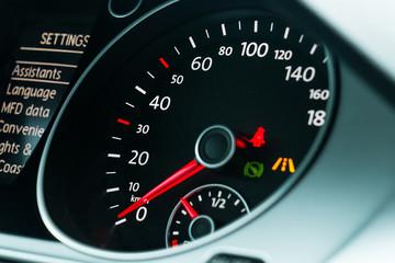 Vehicle Speedometer close up 
