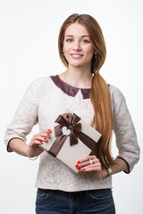 Girl holding a gift
