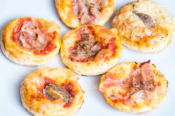 Mini pizza. Appetizing Italian appetizer