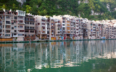 Zhenyuan Ancient Town on Wuyang river in Guizhou Province, China