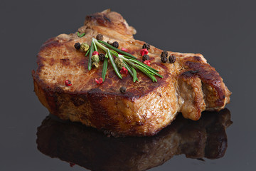 Grilled meat steak with spices