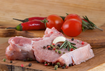 Fresh raw meat with spices.