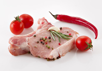 Fresh raw meat with spices.