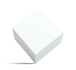 A white empty cube stands on the corner