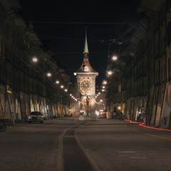 Der Zytglogge-Turm in Bern bei Nacht. Langzeitbelichtung.