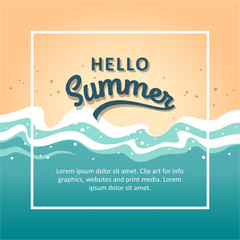 Hello summer concept vector illustration. Template for poster, banner, card, flyer etc.