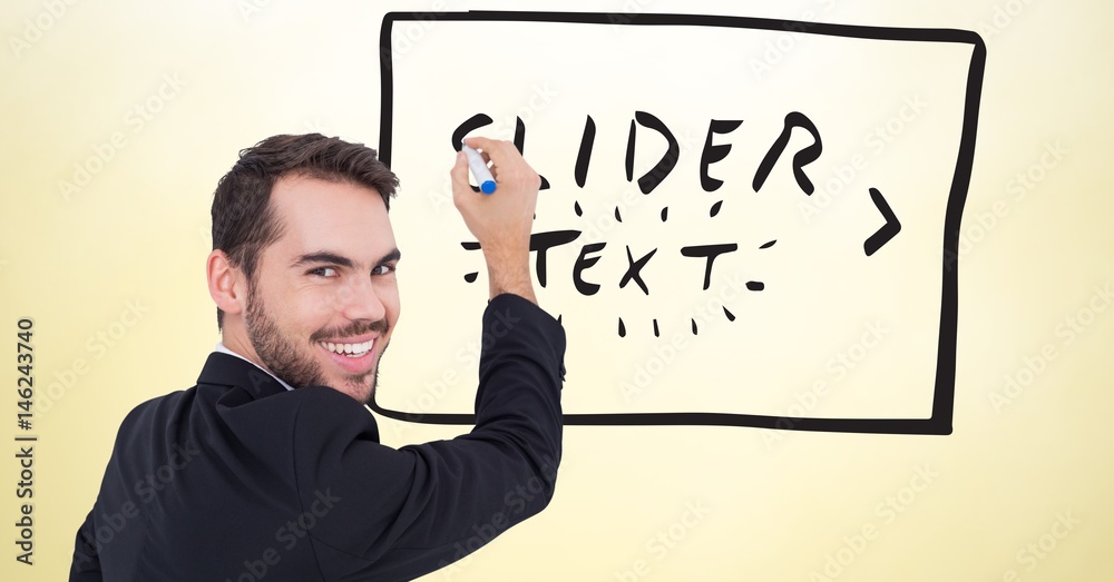 Sticker Confident businessman drawing mock ups of website