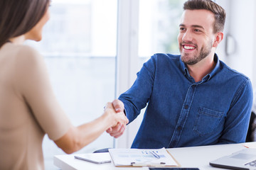 Man and Woman shaking hands