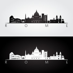 Plakat Rome skyline and landmarks silhouette.