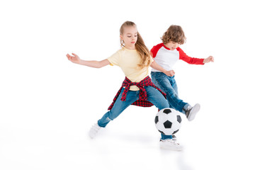 Fototapeta na wymiar Children playing football