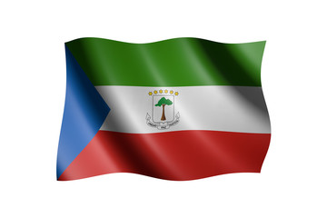 Flag of Equatorial Guinea isolated on white, 3d illustration