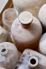 vintage dirty glass bottles