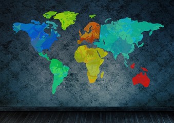 Colorful Map with wall room background