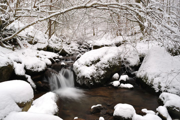 Waterfall in cold winter