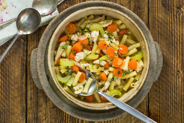 Chicken and macaroni soup