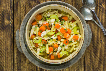Chicken and macaroni soup