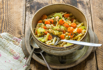 Chicken and macaroni soup