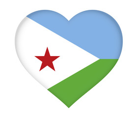 Flag of Djibouti shaped like a Heart