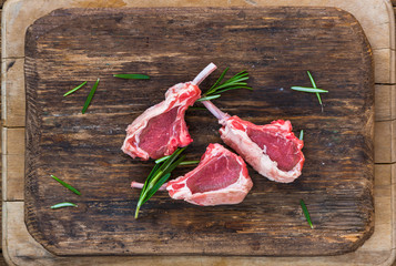 Raw lamb chops