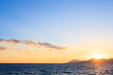 Sunset from the port of Cannes, France