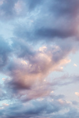 The sky in pink - purple colors. Beautiful bright sky in Thailand, Asia