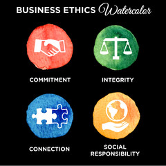 Watercolor Business Ethics Solid Icon Set