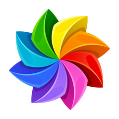 Rainbow geometric flower on a white background