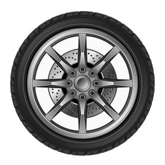 Car silver wheel on a white background
