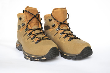 pair of new hiking boots on white
