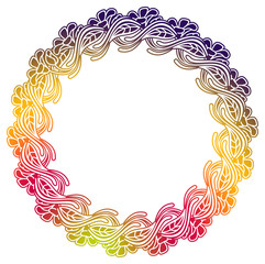 Beautiful round gradient frame. Color silhouette frame for advertisements, wedding and other invitations or greeting cards. Raster clip art.