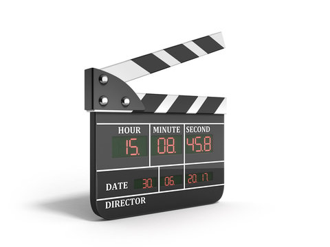 movie clapper board high quality 3d render on white