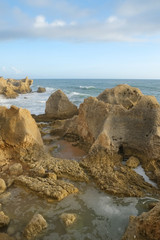 Fototapeta premium Scene captured in Chiringuitos (Gale) beach during afternoon. Algarve, Portugal