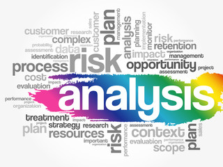 Analysis word cloud collage, business concept background