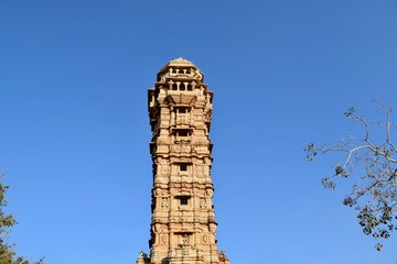 Low angle view of tower of victory