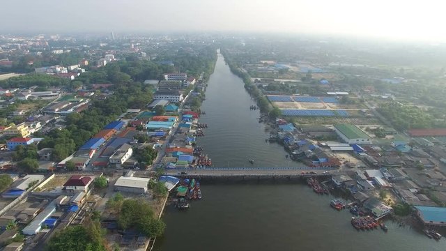 aerial view of rayong river eastern of thailand
