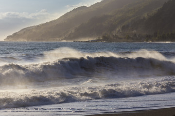 Beautiful stormy seascape at sunset time